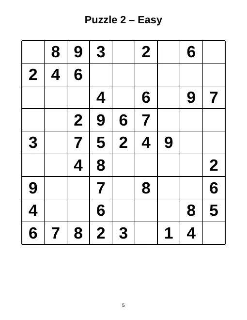 Sample interior page from Large Print Sudoku for Adults and Seniors